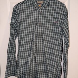 Eddie Bauer Men's Blue and White Plaid Shirt